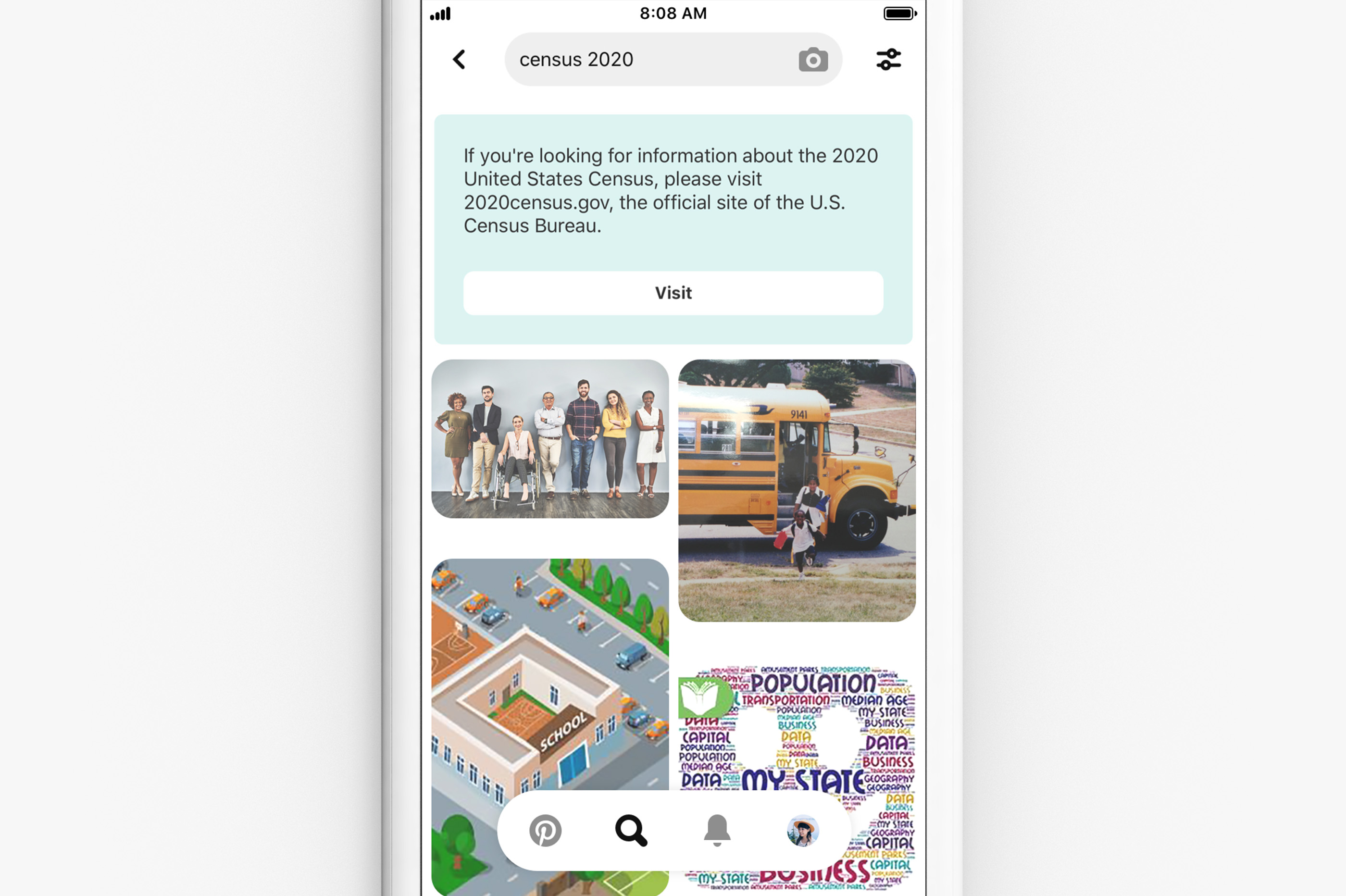 2020 Census Banner in Pinterest Search Results